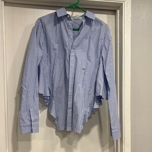 Off-White Blue and White Striped Button-Down Shirt